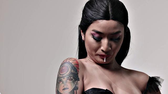 Petite Asian Avery Black Strips and Plays with her Natural Tits, Masturbates with a Vibrator