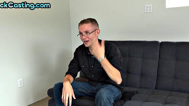 Solo amateur stud jerks his hard cock on casting