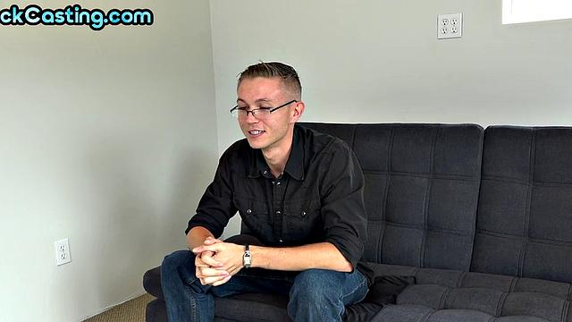 Solo amateur stud jerks his hard cock on casting