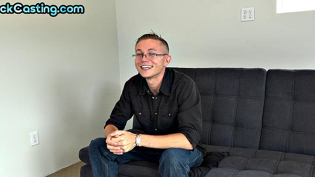 Solo amateur stud jerks his hard cock on casting