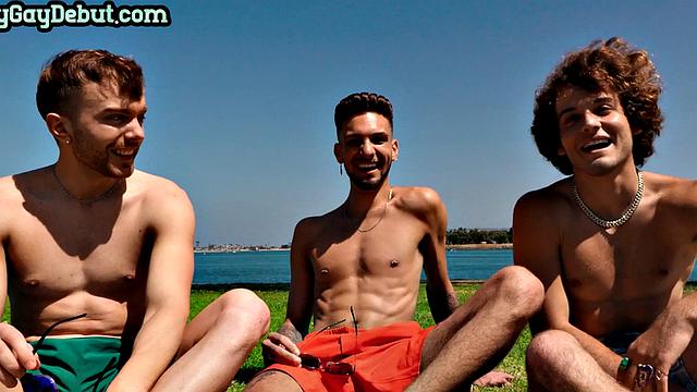 Skinny stud fucked in amateur 3some after casting debut