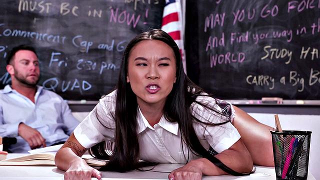 DEVILS FILM - Naughty Student Kimmy Kimm Deepthroats Her Teacher's Cock For Grades