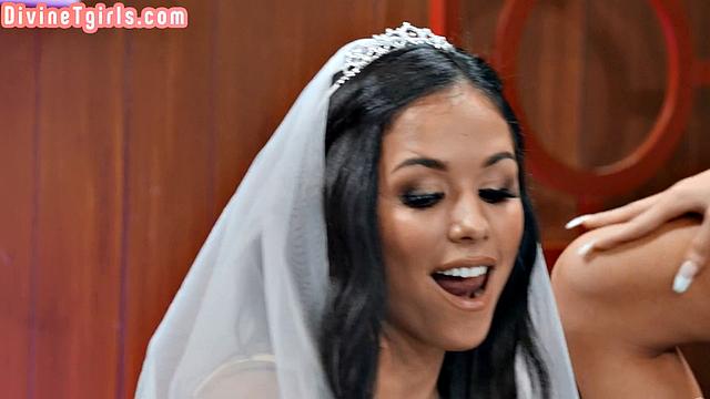 Horny inked babe cockriding blonde TS