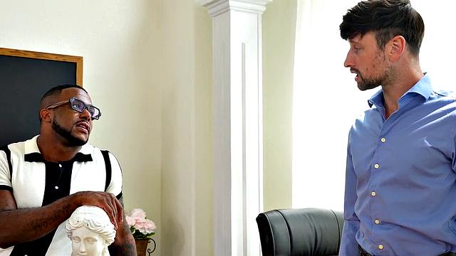 Black jock fists BFs asshole in college classroom