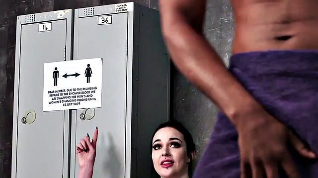 Locker room voyeur teases black dick dude who jerks