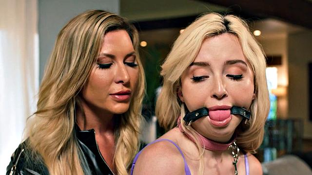 LEZ BE BAD - Tied Up Petite Blonde Lexi Lore Gets By Dominant MILF Ariel X