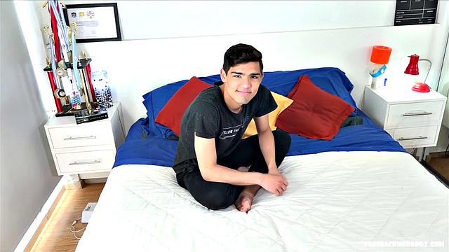 Latin boy Felix is parked on a bed, ready to show Ferdinand what he's got. After stripping to his underwear, Daddy enters frame and starts playing with the boy's package