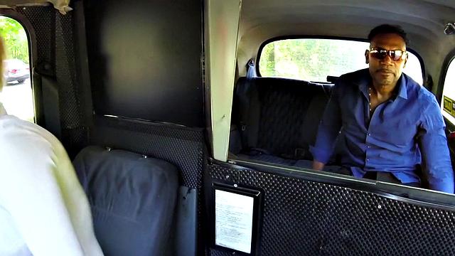 Big-tiddy blonde cabbie rides black cock before missionary