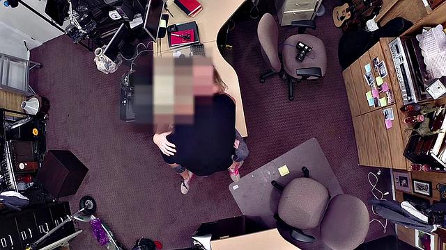 Pawnshop slut fucked in doggystyle by BWC in meeting room