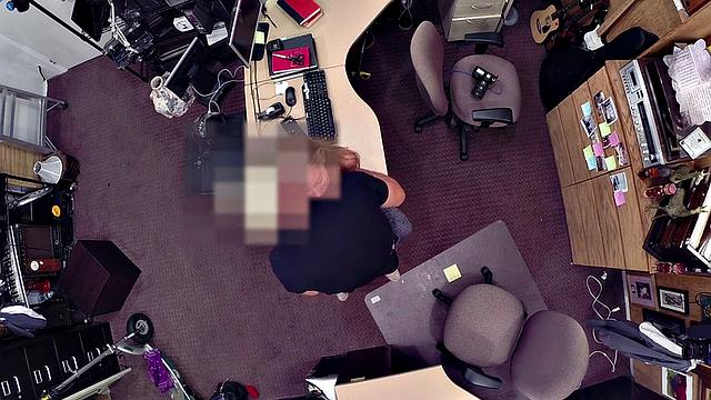 Pawnshop slut fucked in doggystyle by BWC in meeting room