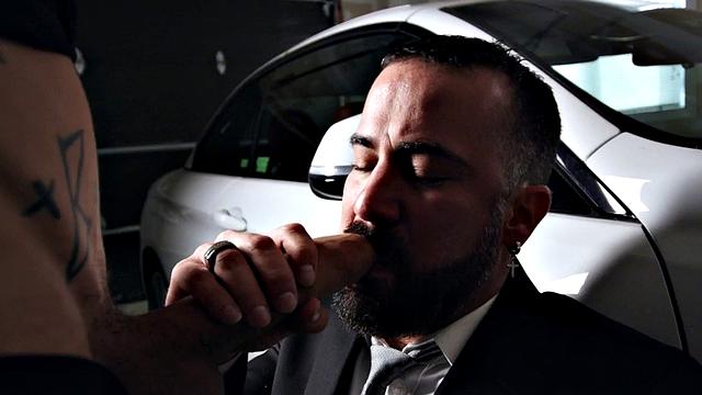 Dominant Tattooed Hunk Wit hBig Cock Fucks Bottom In Suit