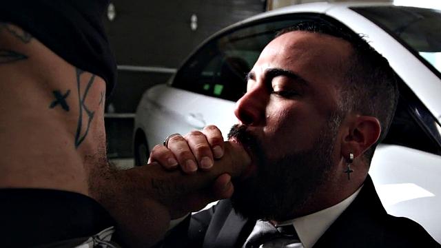 Dominant Tattooed Hunk Wit hBig Cock Fucks Bottom In Suit
