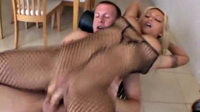 Stunning Blonde in Fishnet Fucking Hard