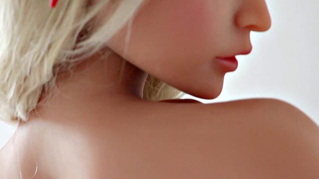 Hot blonde doll in white stockings & big tits cosplay gets naughty