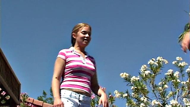 Little April licked by tasty petite brunette