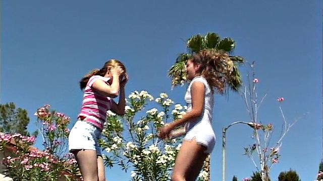 Little April licked by tasty petite brunette