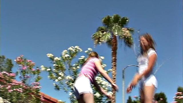 Little April licked by tasty petite brunette