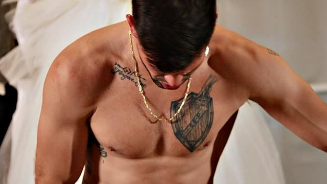 Doggystyled twink fucked by mature guy in anal