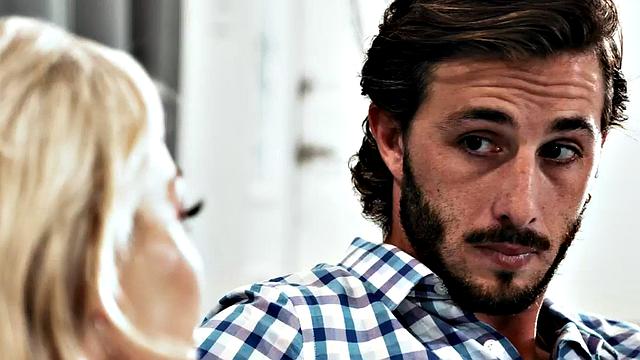 Oiled medium boobs MILF licked and fucked by her neighbor