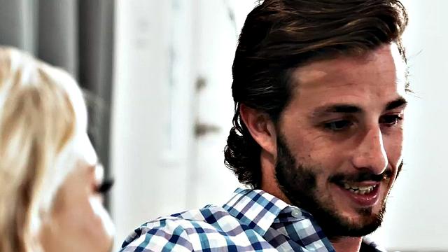 Oiled medium boobs MILF licked and fucked by her neighbor