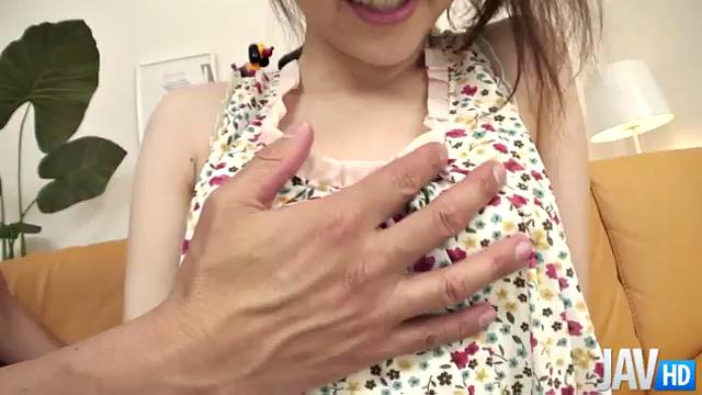 Pretty Rika Koizumi splits her legs so her little muff is licked and sucked