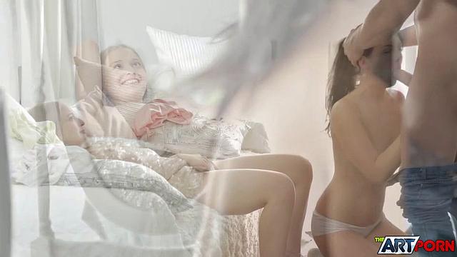 Lucky guy with two chicks in an art porn vid