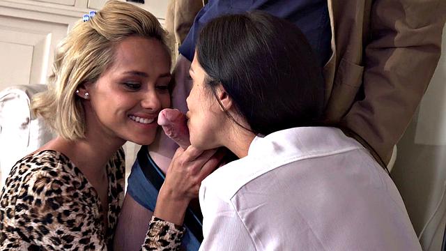 Watch this Colombian threesome with tattooed Colombian babes & fake Telenovela in reverse cowgirl action