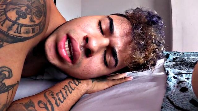 We look in on this young Latino, as he gives daddy a blow job. The oral continues, as he fucks with a big dildo, until daddy decides to take that ass from behind.