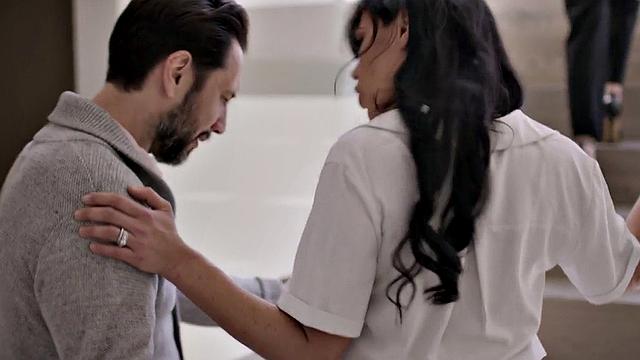 Estate agent rides client with hairy pussy for cum in mouth