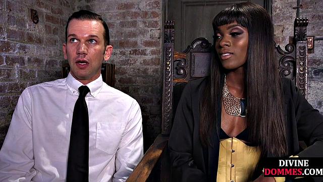 Ruthless ebony mistress pegging