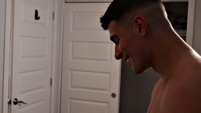 Athletic anal studs enjoy bareback sex while alone
