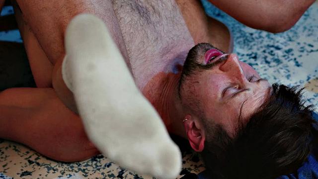 Muscular stepbro fisted and barebacked by his dildo-wielding office buddy