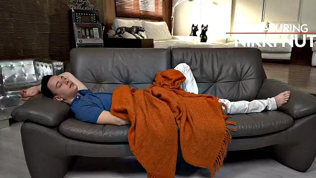 Watch this skinny MILF cheat and ride on the couch like a dirty cougar