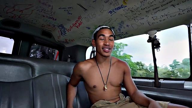 Picked up Black stud sucked by cum loving hunk in van