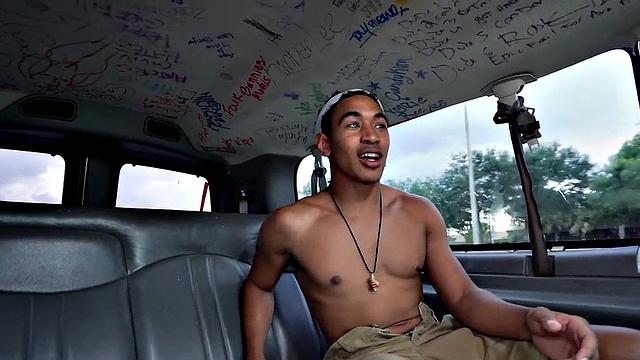 Picked up Black stud sucked by cum loving hunk in van