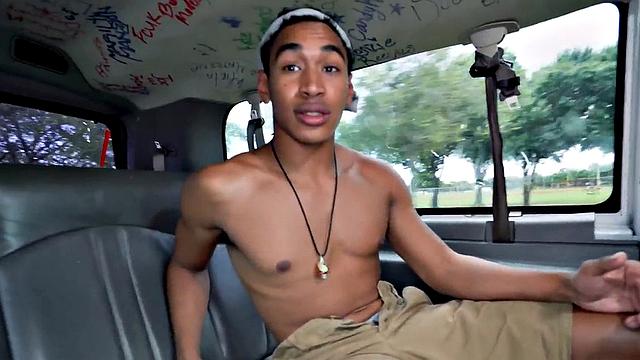 Picked up Black stud sucked by cum loving hunk in van