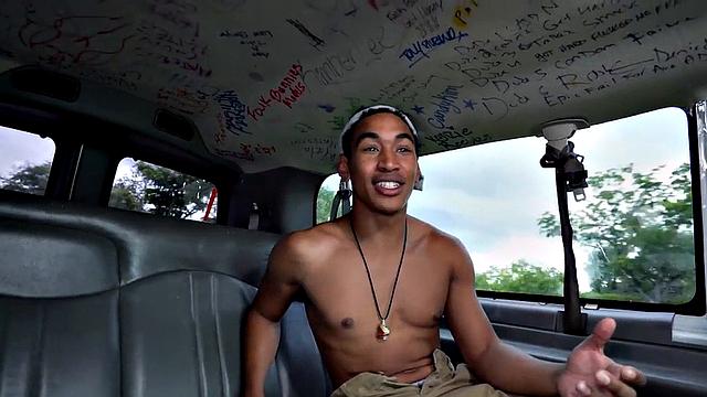 Picked up Black stud sucked by cum loving hunk in van