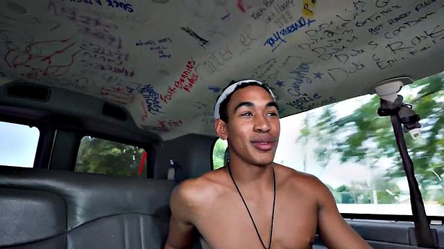 Picked up Black stud sucked by cum loving hunk in van