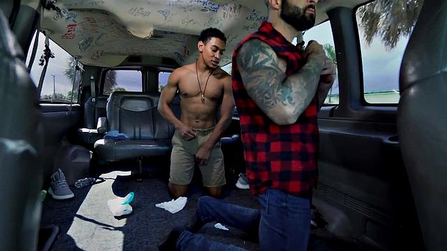 Picked up Black stud sucked by cum loving hunk in van