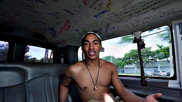 Picked up Black stud sucked by cum loving hunk in van