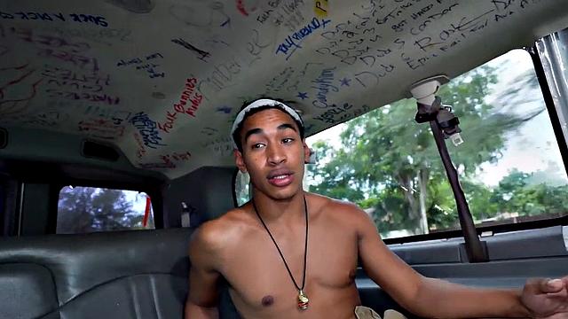 Picked up Black stud sucked by cum loving hunk in van