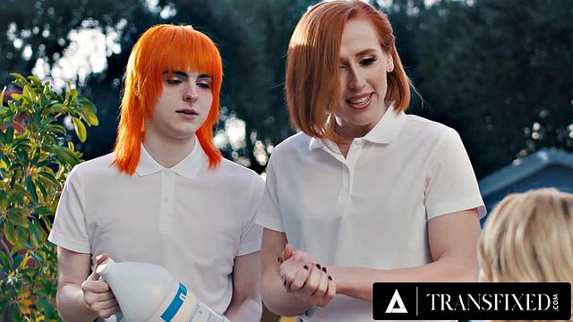 TRANSFIXED - 2 Ginger Transgenders Fuck Kenzie Anne
