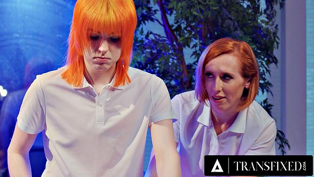TRANSFIXED - 2 Ginger Transgenders Fuck Kenzie Anne