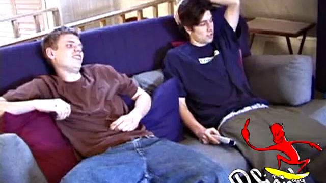 Christian and Jayden drop their pants and pull out their cocks. Whacking away Christian keeps looking over at Jayden, clearly wanting to take matters into his own hands.