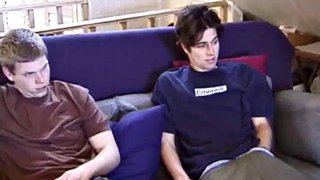 Christian and Jayden drop their pants and pull out their cocks. Whacking away Christian keeps looking over at Jayden, clearly wanting to take matters into his own hands.