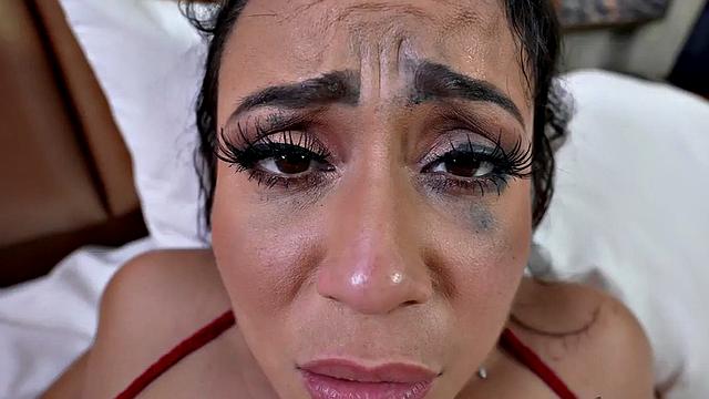 Stepmom with huge tits and ass goes wild on a lucky stepson's hard rod in jeans