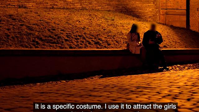 Masked babe picked up and pussy smashed till shaking orgasm