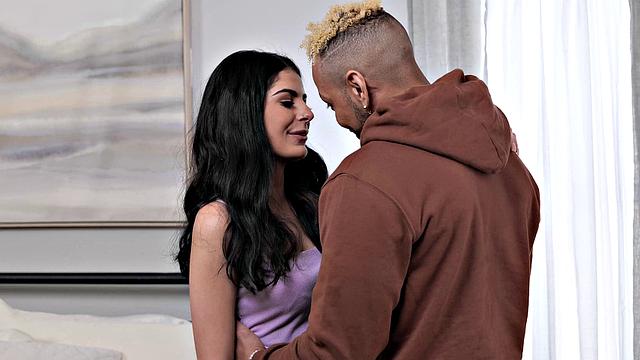 Petite brunette Angel moved out from her parents and into Donny's shack!