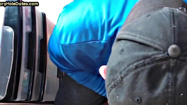 Gloryhole amateur gay sucks pecker in closeup