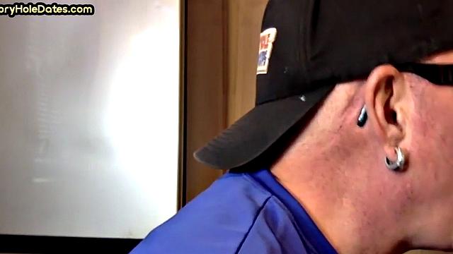 Gloryhole amateur gay sucks pecker in closeup